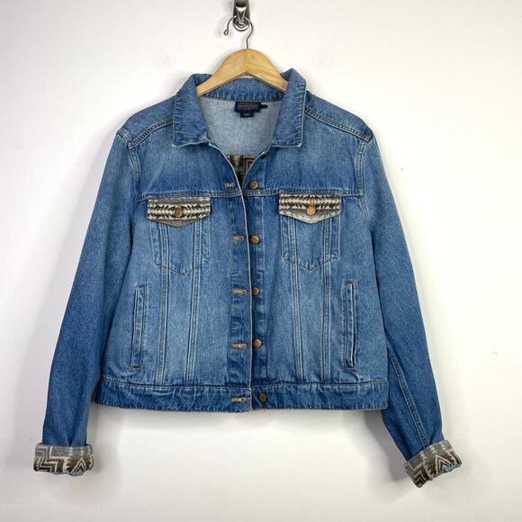 Pendleton Harding Star Wool Denim Jean Jacket Southwestern Western womens XXL - Picture 1 of 15